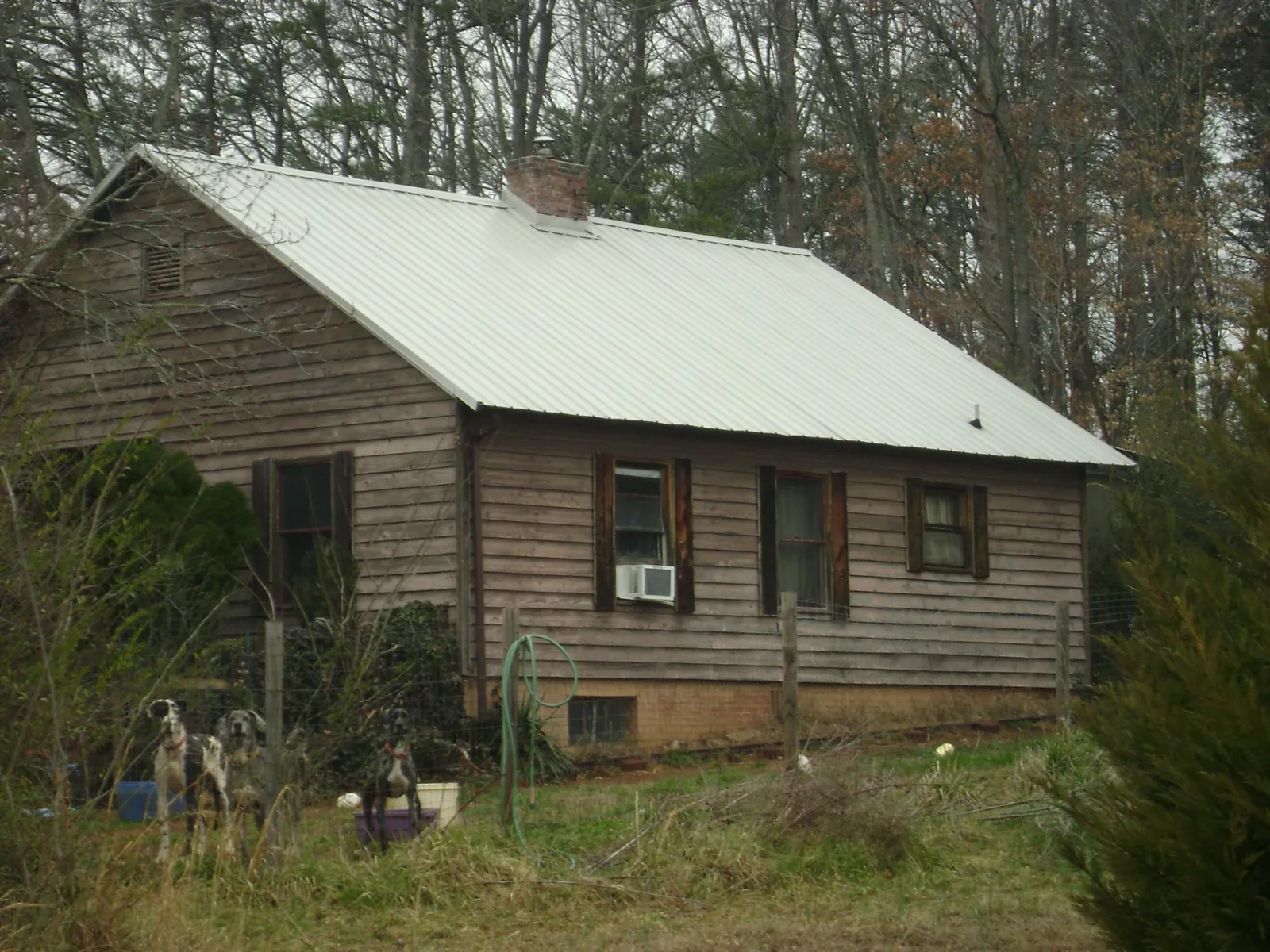White metal roof on an old wood sided farmhouse, from a Asphalt Shingle Roof Repair job in Erskine